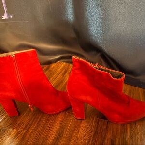Vibrant Red Ankle Booties